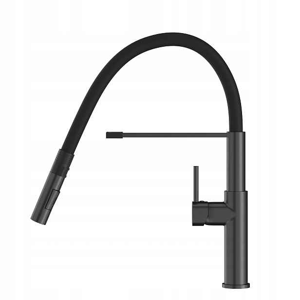 Kuchyňská Baterie Flexibilní Ramínko Černá Metalická Gun Grey Soria