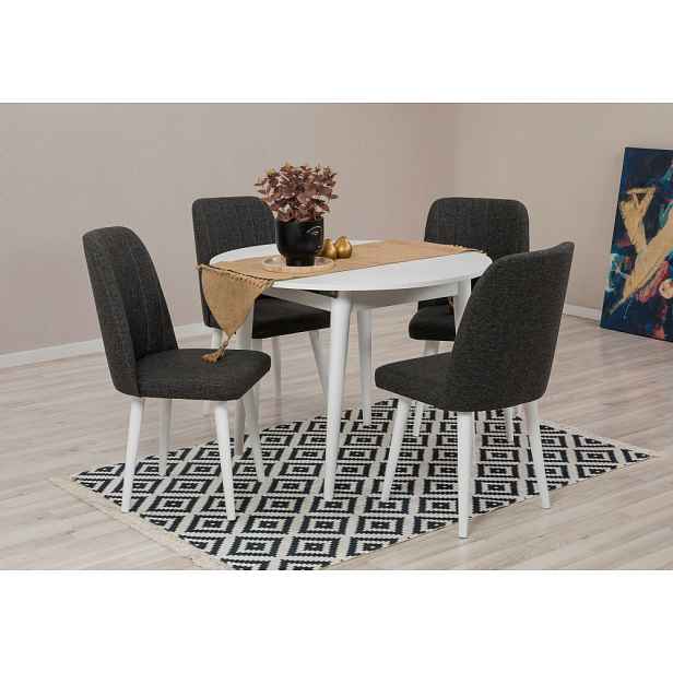 Jídelní set s rozkládacím stolem a židlemi (5 kusů) Vina 1053 - White, Anthracite