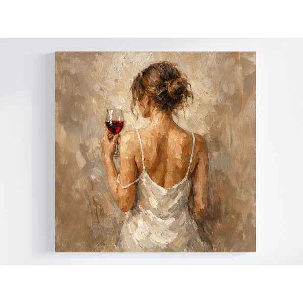 Obraz Na Plátně Canvas Portrét Žena Dívka Červené Víno 50x50