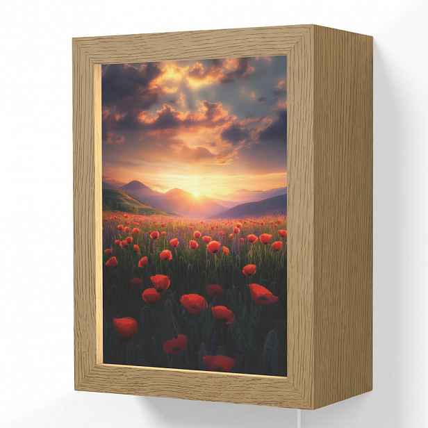 OnlyWow NÁSTĚNNÁ LAMPA Krajina - Západ slunce - Květinové pole 15x20 cm