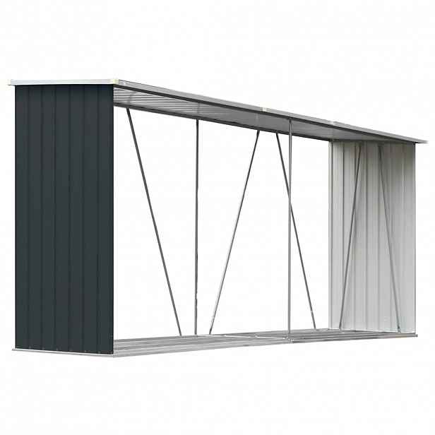 vidaXL Zahradní kůlna na dříví pozinkovaná ocel 330x84x152 cm antracit