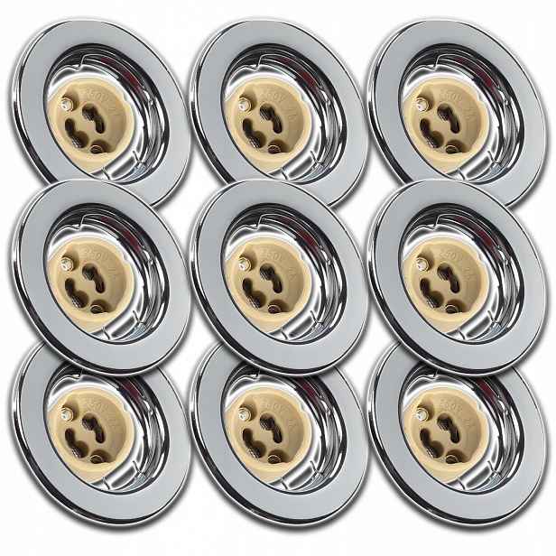 9x Halogenové Led Stropní Svítidlo Podomítková Lampa Žárovka GU10 1,5W Chrom