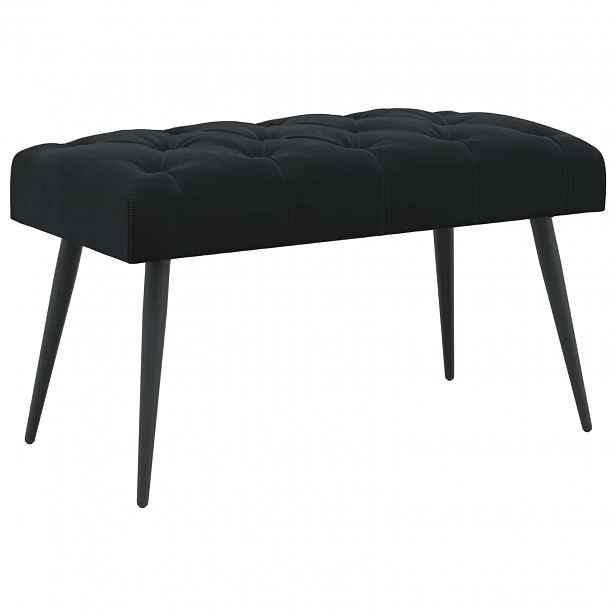 vidaXL Lavice s knoflíkovým prošíváním Černá 80 x 40 x 46 cm Samet