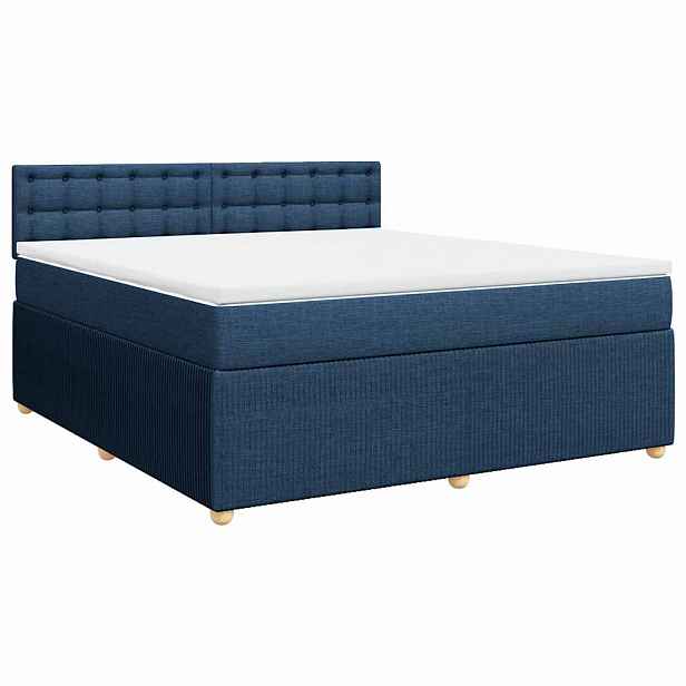 vidaXL Box spring postel s matrací modrá 180x200 cm textil