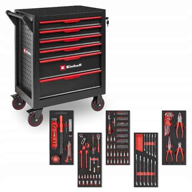 Einhell Dílenský vozík Skříňka Nářadí 149EL. 6 Zásuvek 49375401 Klíče