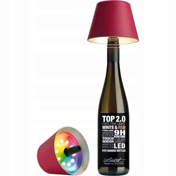 Stolní Led lampa na láhev Sompex Top 2.0 14 cm, bordová