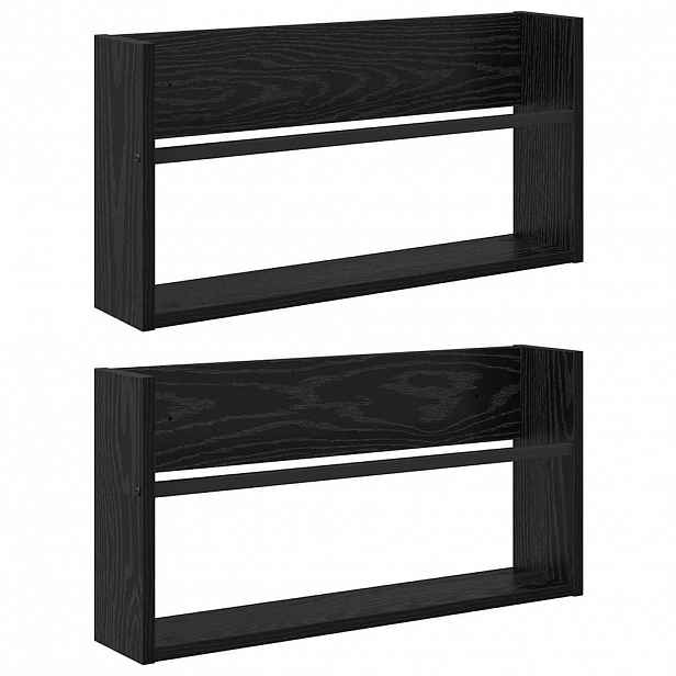 vidaXL Regál na časopisy s policí 2 ks Černý dub 60 x 12 x 30 cm