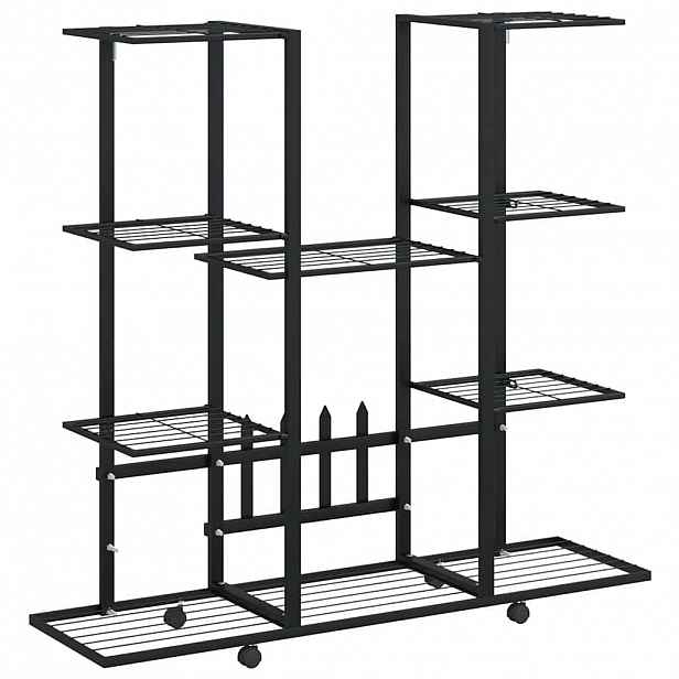 vidaXL Stojan na květiny s kolečky 94,5 x 24,5 x 91,5 cm černý železo
