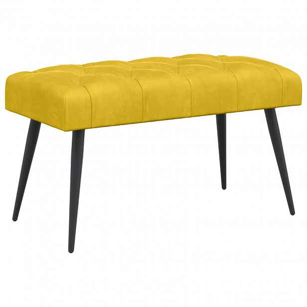 vidaXL Lavice s knoflíkovým prošíváním Žlutá 80 x 40 x 46 cm Samet