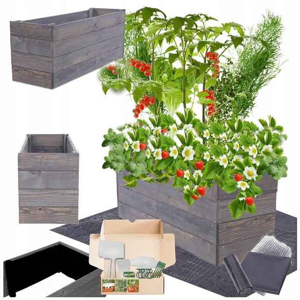 Vyvýšený záhon zeleninová zahrada dřevěný box pařeniště impregnace 36x90x30