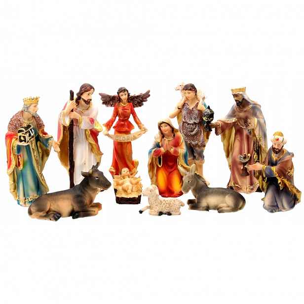 Figurky Do Betlému 15 CM, Sada 11 Figurek Do Jeslí Stáje