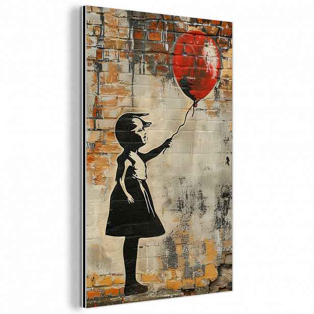 MuchoWow KOVOVÝ OBRAZ Graffiti - Banksy - Dívka - Street art 40x60 cm