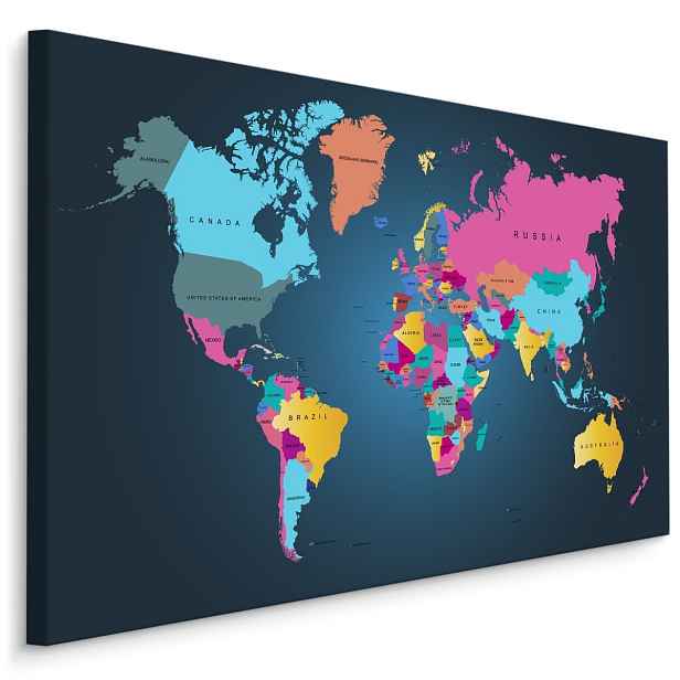 MyBestHome BOX Plátno Vícebarevná Mapa Politického Světa Varianta: 120x80