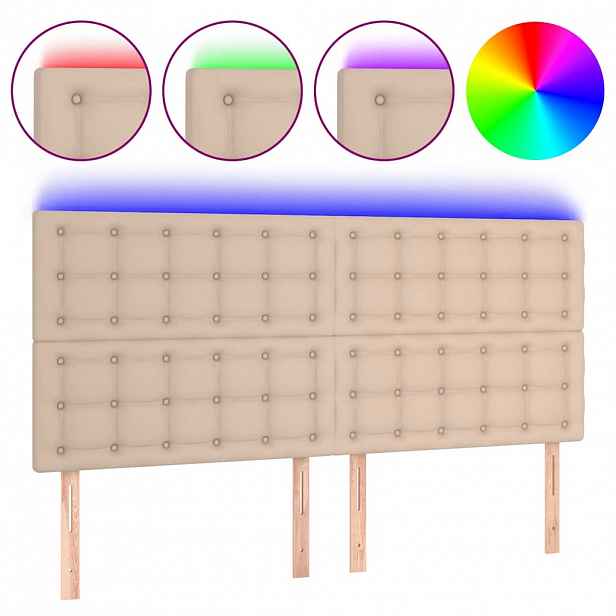 vidaXL Čelo postele s LED cappuccino 180x5x118/128 cm umělá kůže