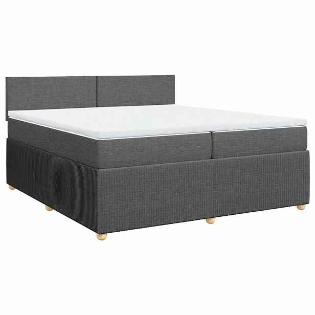 vidaXL Box spring postel s matrací tmavě šedá 200x200 cm textil