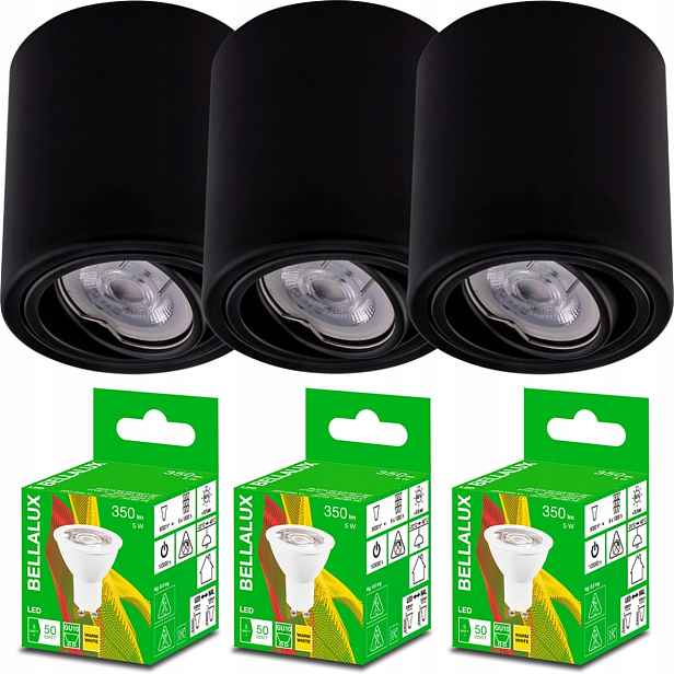 3x Halogenové svítidlo Na omítku Stropní Svítidlo Pohyblivá trubice Led GU10 5W