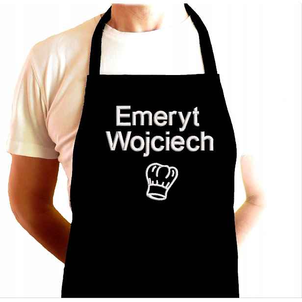 Praktický dárek pro Důchodkyni Důchodce do důchodu Zástěra s nápisem jméno