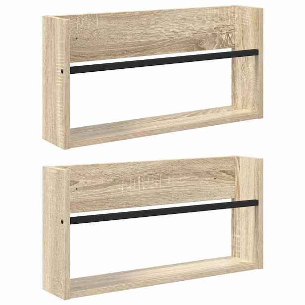 vidaXL Regál na časopisy s policí 2 ks Sonoma dub 60 x 12 x 30 cm