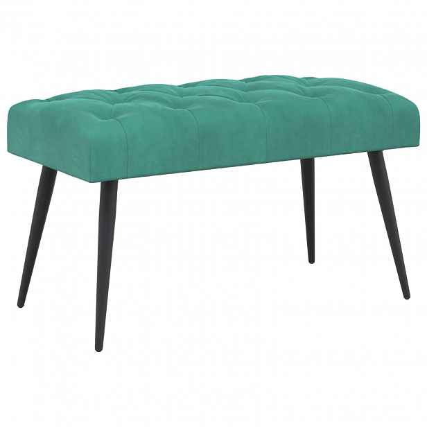vidaXL Lavice s knoflíkovým prošíváním Tyrkysová 80 x 40 x 46 cm Samet