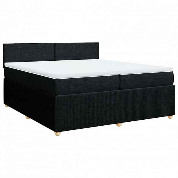 vidaXL Box spring postel s matrací černá 200x200 cm textil