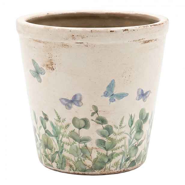Dekorativní obal na květináč Butterflies Home S - Ø 12*11 cm Clayre & Eef