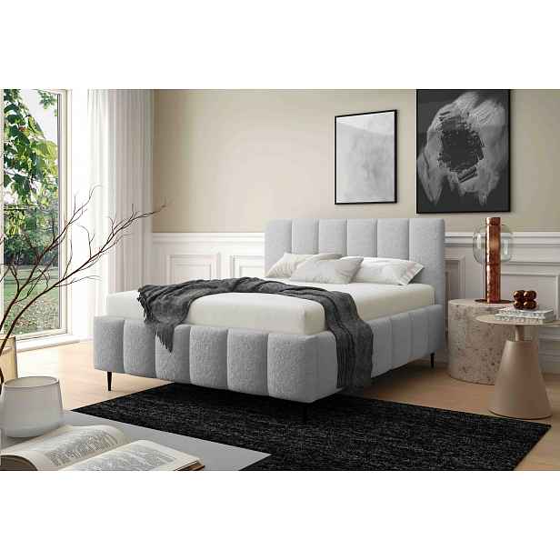 Manželská čalouněná postel 180x200 SERAFINA LEG - světle šedá