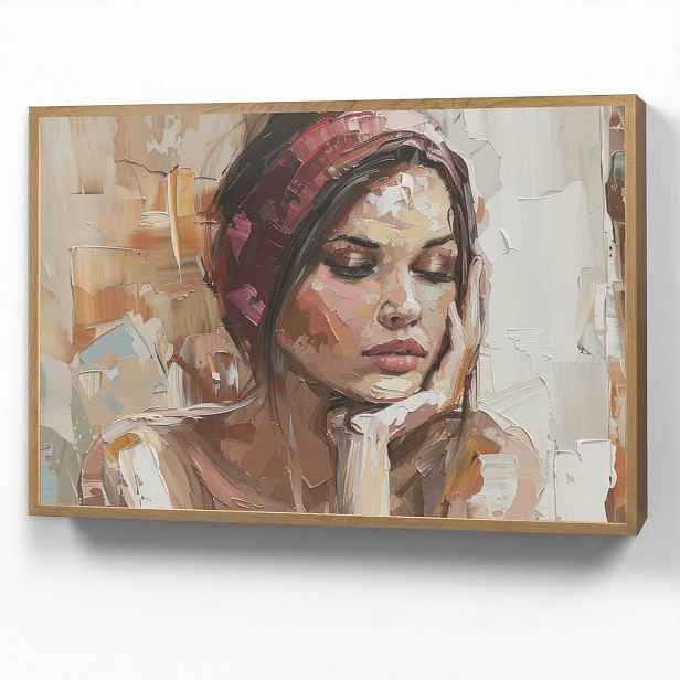 OnlyWow NÁSTĚNNÁ LAMPA S AKUMULÁTOREM Žena - vzhled malby - portrét - moderní 100x70 cm