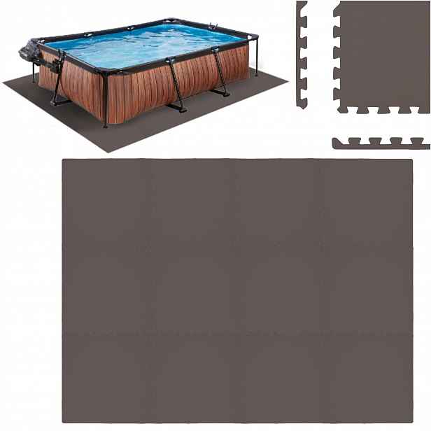 Podložka Pod Bazén Puzzle Voděodolná 12 Ks Hnědá 240X180 CM Prémiová Kvalita