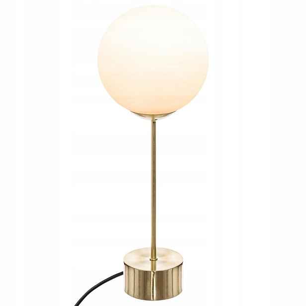 Stolní Lampa Skleněná Koule Bílá 43X15X15 CM Kov E14 Do Sítě