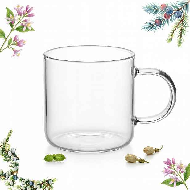 Sklenice Skleněný Hrnek Na Kávu A Čaj 330 ml. 9 cm Průhledný