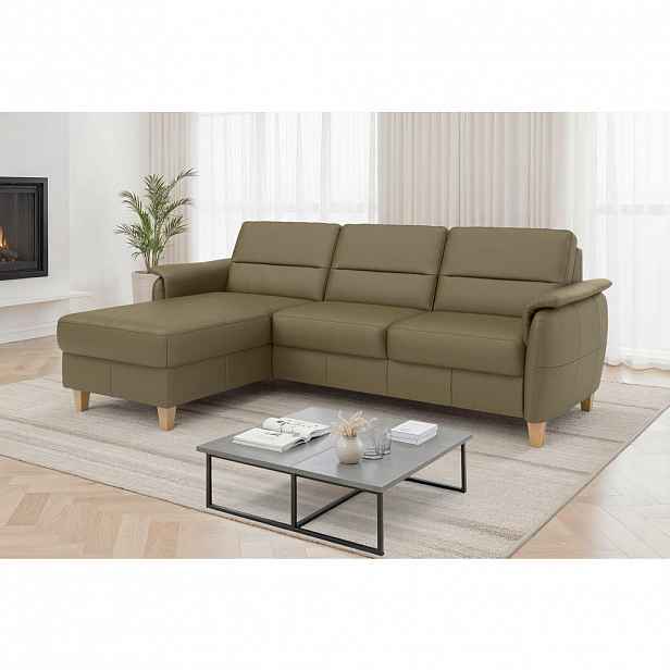 Sit & More ROHOVÁ SEDAČKA, textil, kůže, olivově zelená