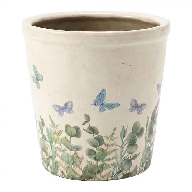 Dekorativní obal na květináč Butterflies Home M - Ø 15*14 cm Clayre & Eef