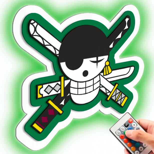 Dřevěný obraz Anime One Piece Rononoa Zoro Nástěnná Noční Lampa Led