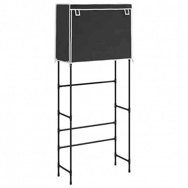 vidaXL 2patrový úložný regál nad pračku černý 71x29,5x170,5 cm železo
