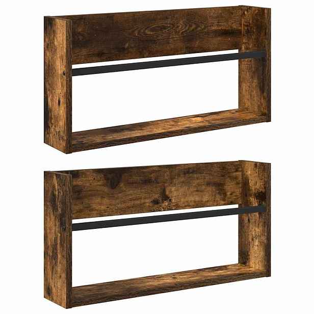 vidaXL Regál na časopisy s policí 2 ks Kouřový dub 60 x 12 x 30 cm