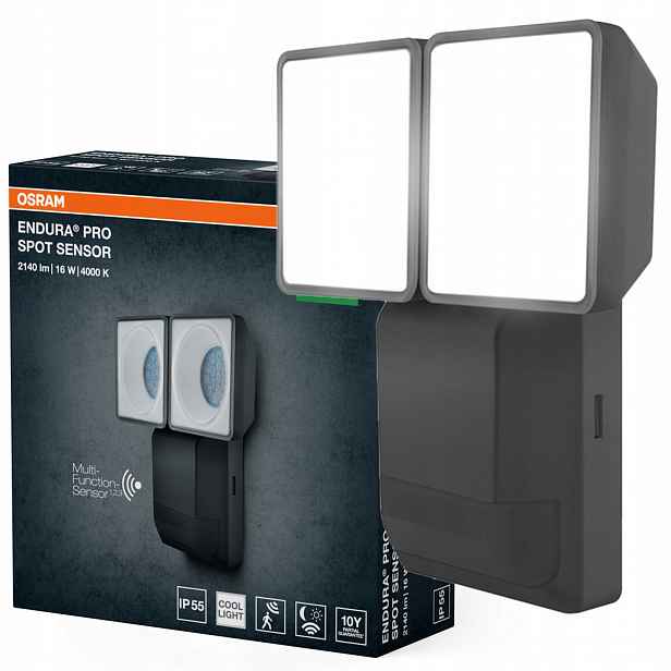 Led reflektor Venkovní Led lampa Snímač pohybu soumraku 16W 4000K IP55