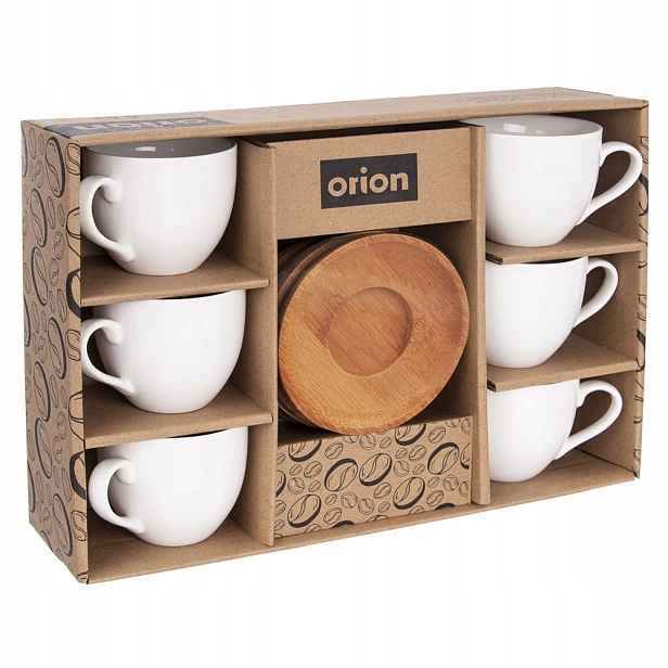 Šálky na espresso s porcelánovými podšálky, bílé, 100 ml, 6 ks