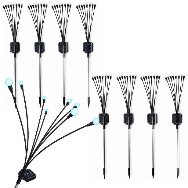 Solární zapichovací zahradní Led lampy 8 x Kuličky Stromek Bílý Studený 8 ks