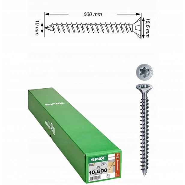 Univerzální šroub Wirox Tx 10 x 600 mm s plným závitem 25 ks