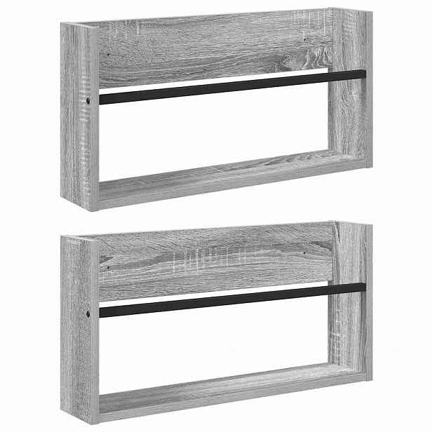 vidaXL Regál na časopisy s policí 2 ks Šedá Sonoma 60 x 12 x 30 cm