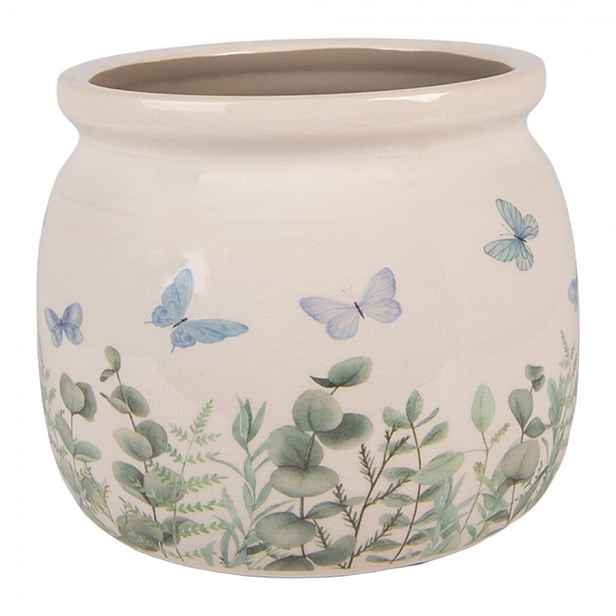 Dekorativní obal na květináč Butterflies Home M - Ø 16*13 cm Clayre & Eef