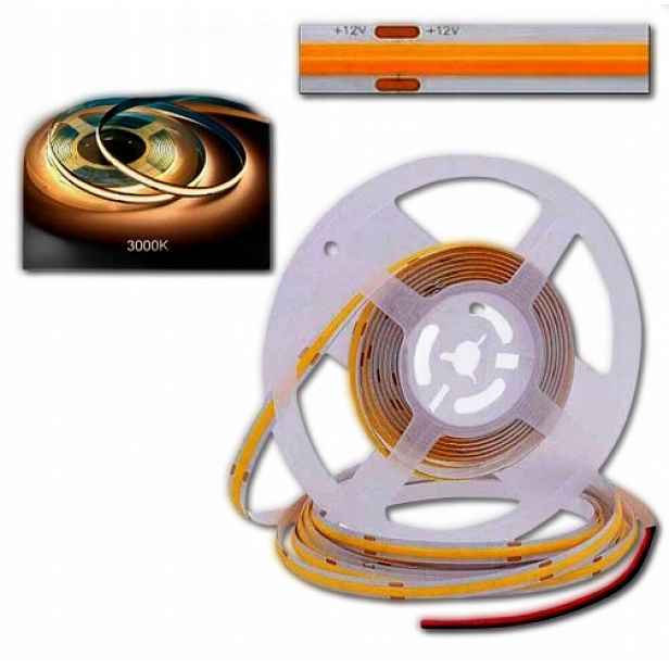 Led pásek Cob 12V 320 diod 10 m Role Neon Teplá Barva 3000K 800lm Silná