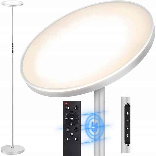 Led podlahová lampa Outon 30W dálkový ovladač 4 barvy, stmívatelná, šedá