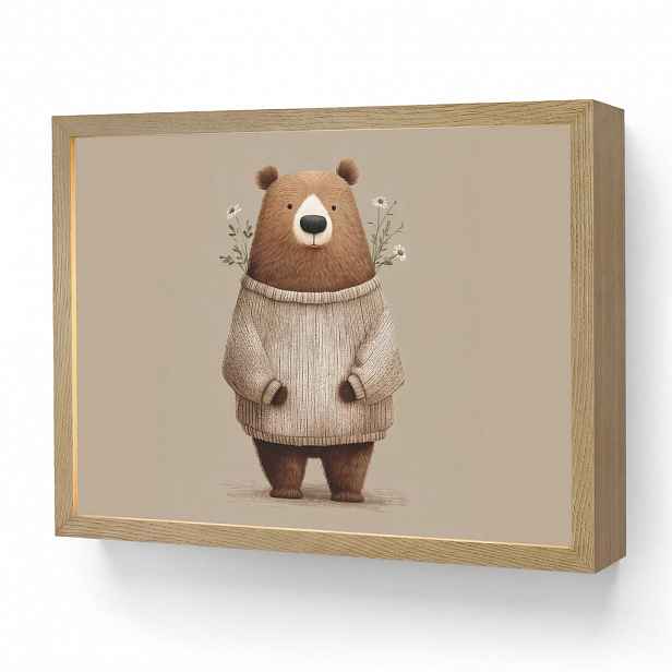 OnlyWow DOBÍJECÍ NOČNÍ LAMPIČKA Medvěd - Bílé květy - Cosy 40x30 cm