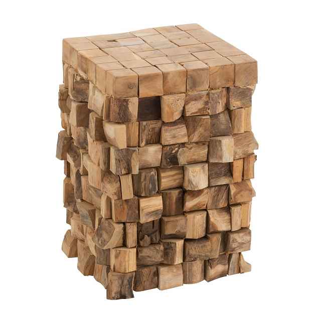 Přírodní odkládací stůl z teakových špalíků Disos - 30*30*45cm J-Line by Jolipa