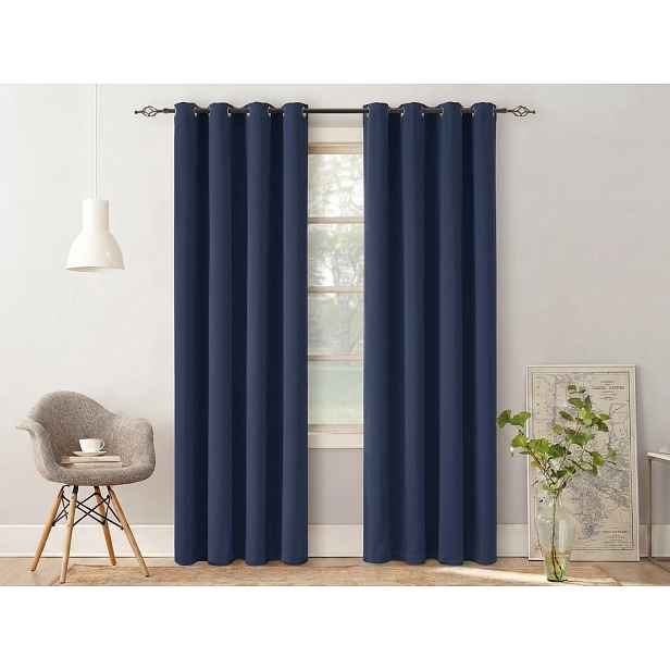 Závěs OXFORD LIGHT 140x250 cm, tmavě modrý Zavěšení: Kovové kroužky