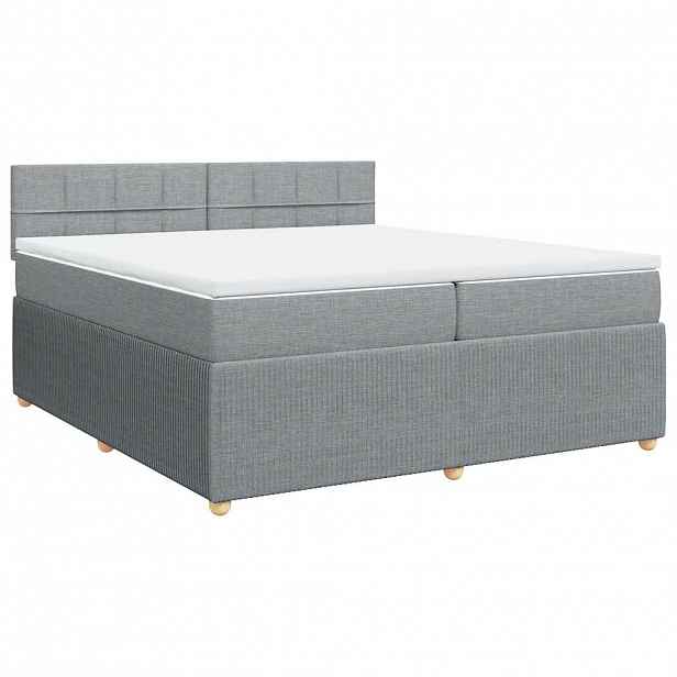 vidaXL Box spring postel s matrací světle šedá 200 x 200 cm textil