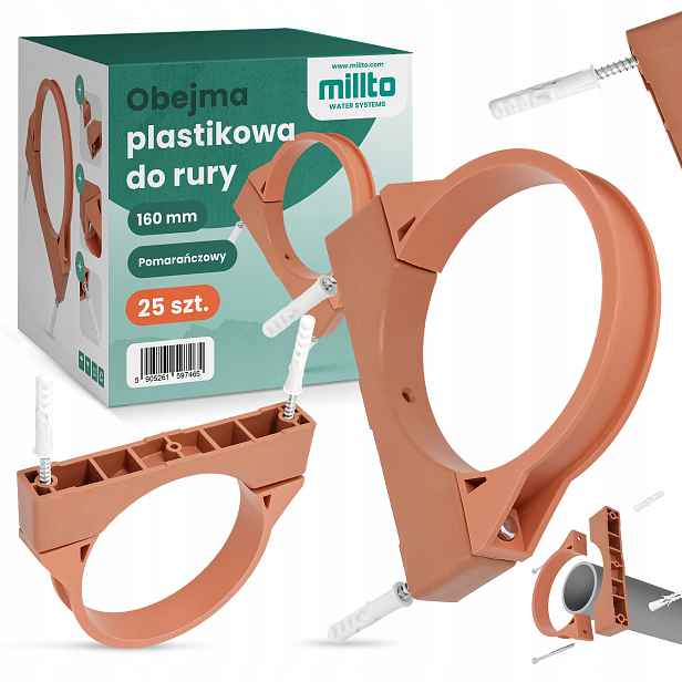 25x Objímka Držák trubek Kanalizace Plast 160 mm