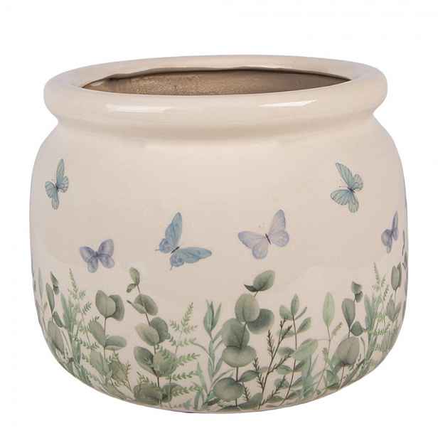 Dekorativní obal na květináč Butterflies Home L - Ø 20*15 cm Clayre & Eef