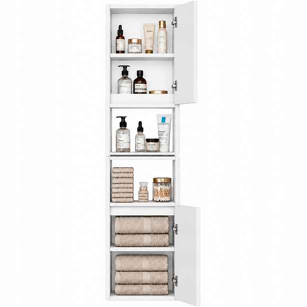 Koupelnová skříňka Stojící/závěsná 3 police Mdf Bílá Regál 161x28 Sloupek